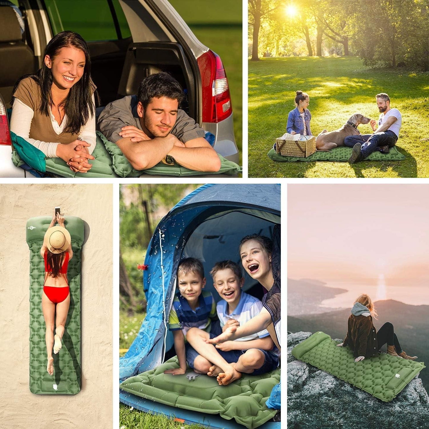 Inflatable Sleeping Pad for Camping, Ultralight Waterproof Sleeping Mattress w/Pillow